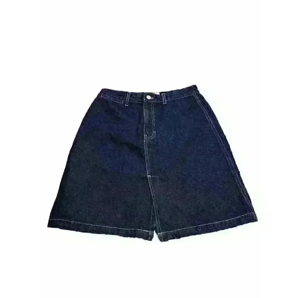 Vintage Y2K Calvin Klein Denim Mini Skirt Dark Wash Open Slit Size 9